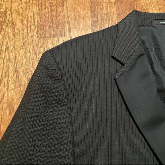 Versace two button single breasted black wool silk textured sports coat blazer - Picture 3 of 15